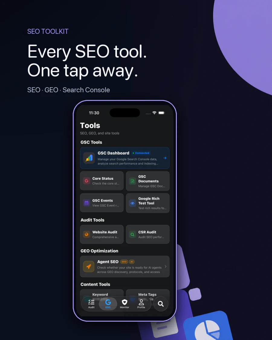 Fennec SEO 1.2 SEO toolkit on iPhone